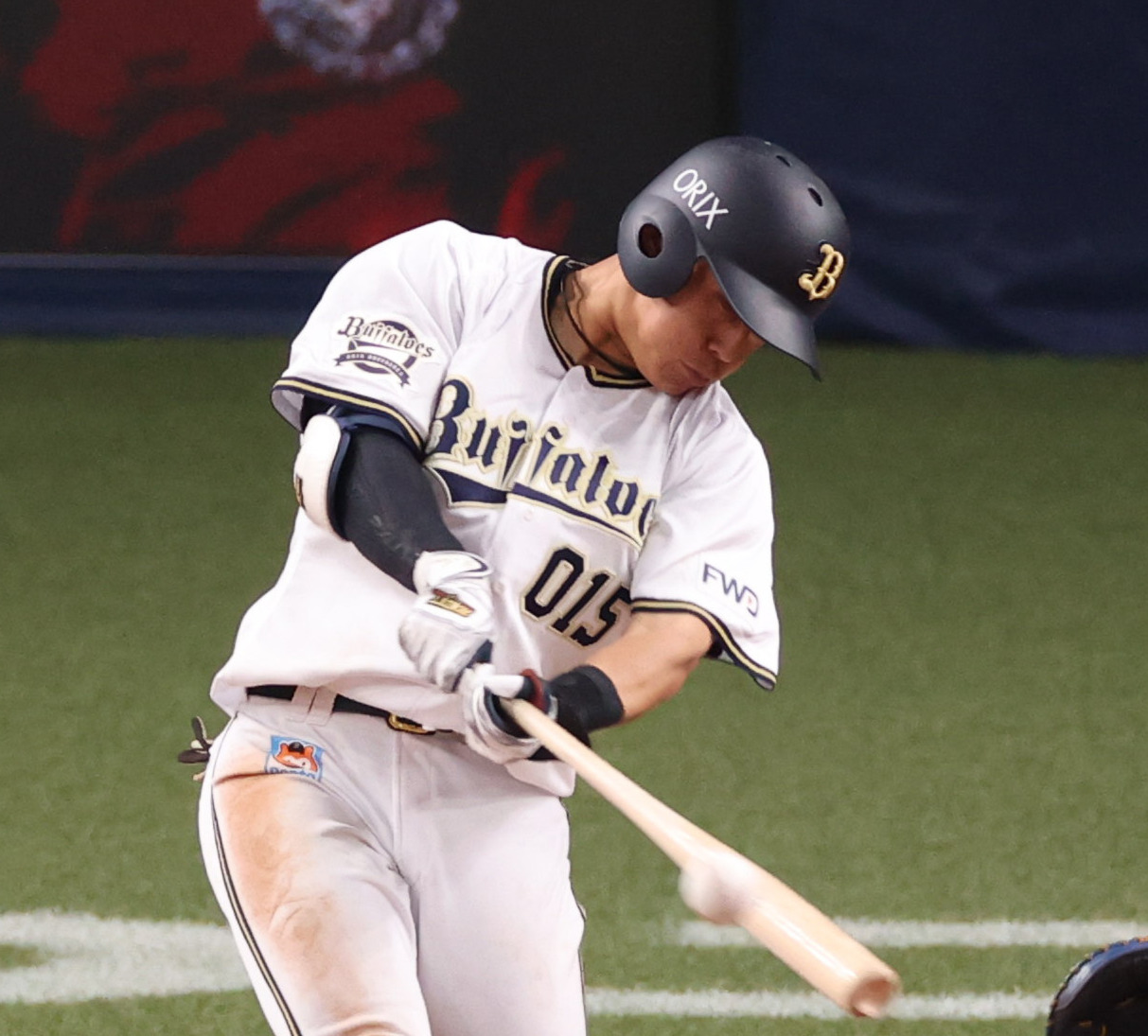 オリックス対阪神　6回裏オリックス2死一塁、右前打を放つ佐野如一（撮影・清水貴仁）