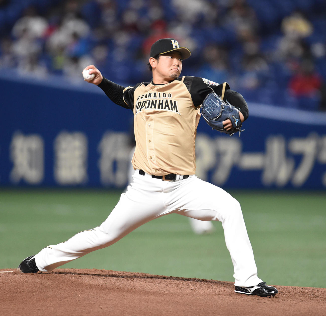 中日対日本ハム　1回裏、登板する日本ハム先発の池田（撮影・森本幸一）