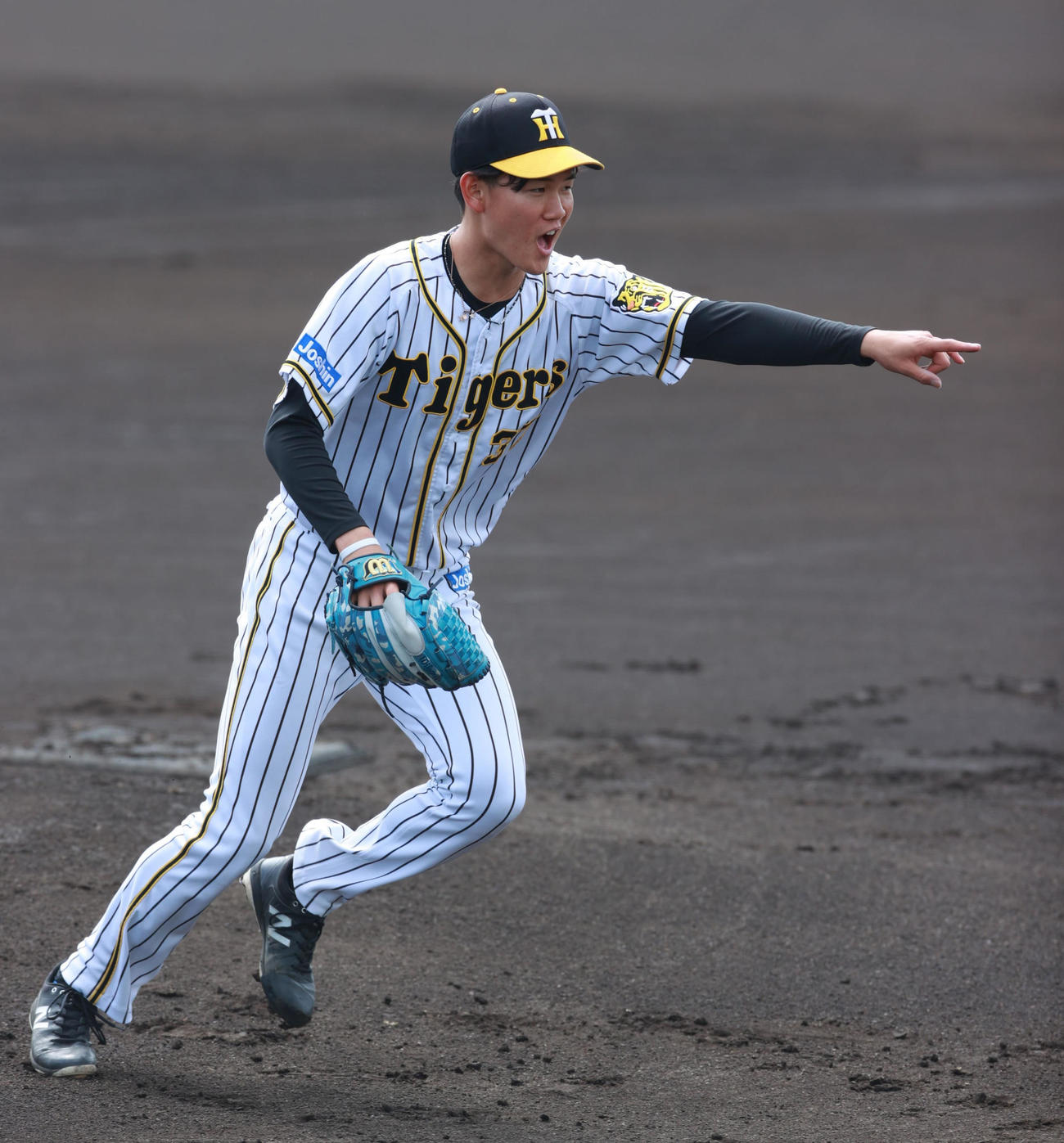 ノックを受ける及川雅貴（代表撮影）