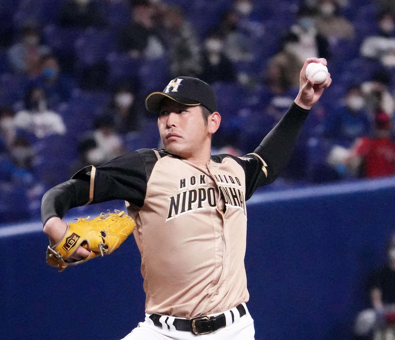 1回裏、力投する日本ハム先発の加藤（撮影・森本幸一）