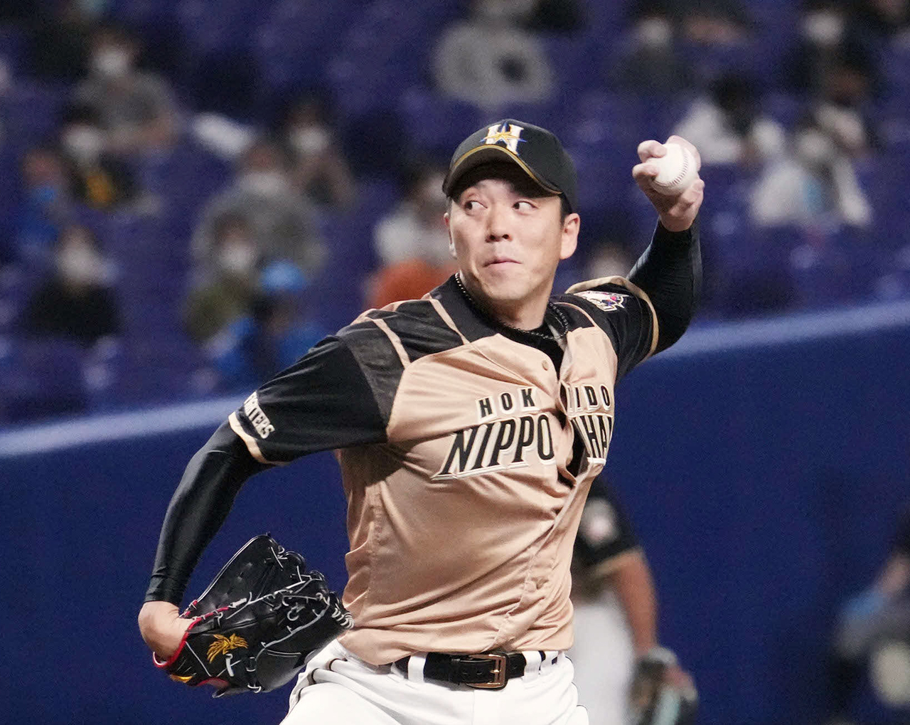 7回裏、日本ハム4番手で力投する宮西（撮影・森本幸一）