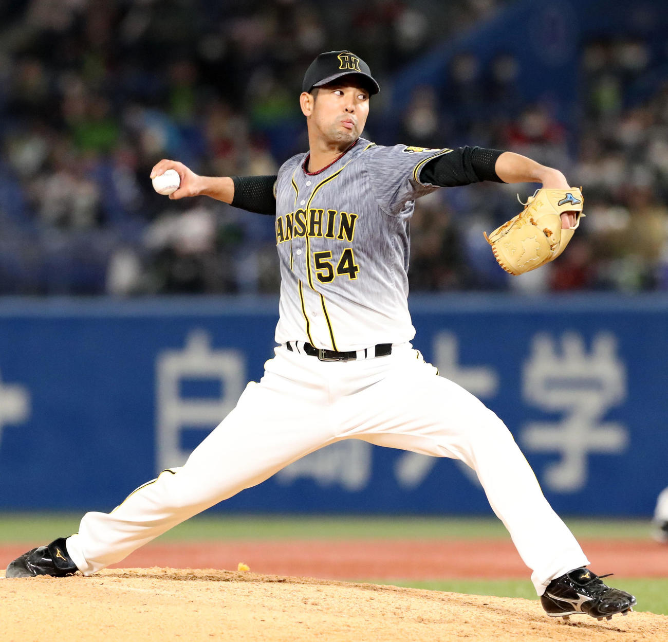 ヤクルト対阪神　7回裏、阪神4番手で登板する加治屋（撮影・加藤哉）
