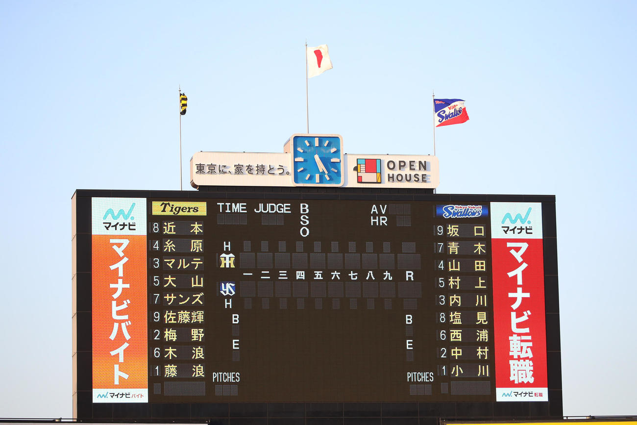 ヤクルト対阪神　両チームスタメン（撮影・加藤哉）