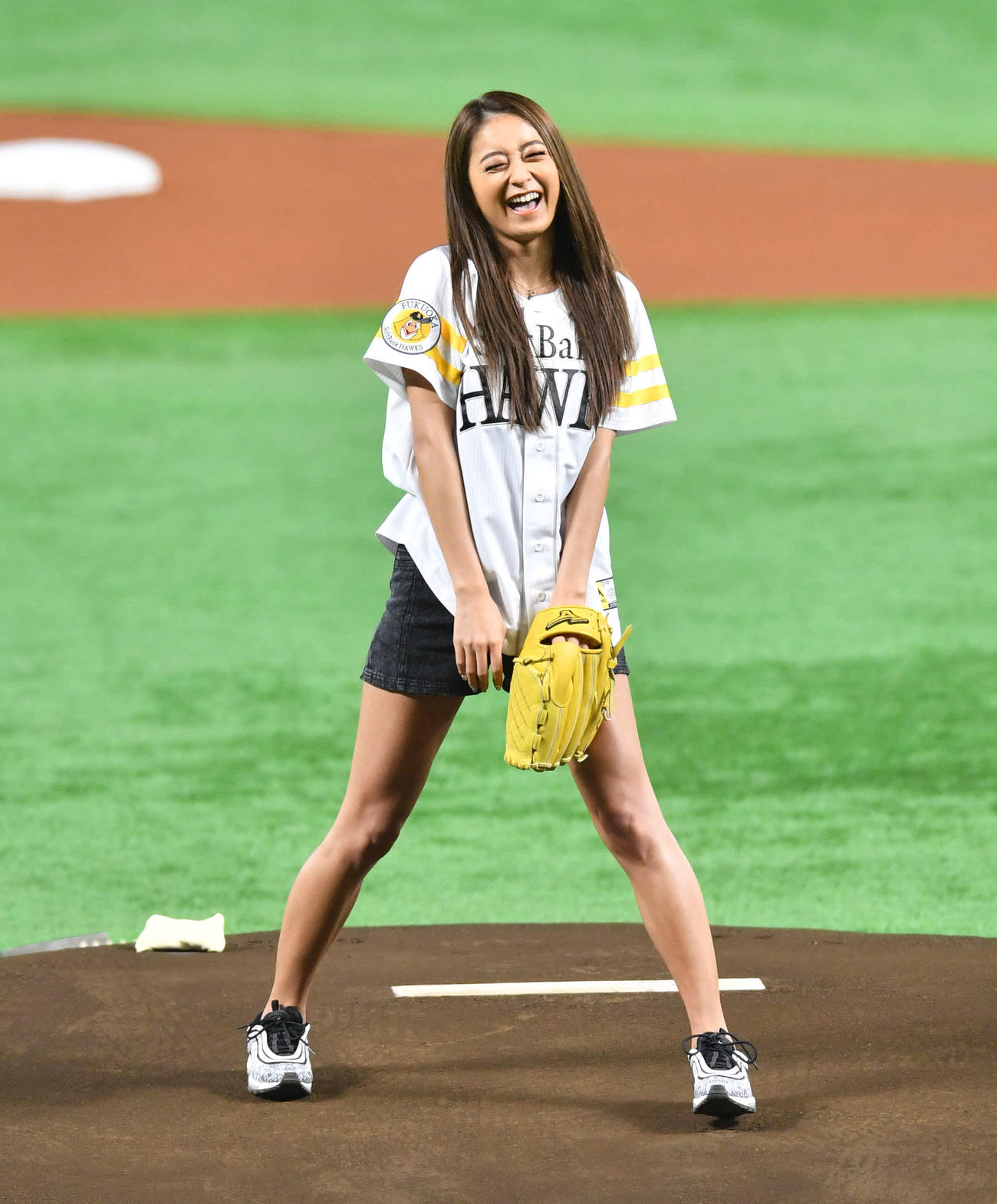 始球式を務めた池田美優（撮影・岩下翔太）