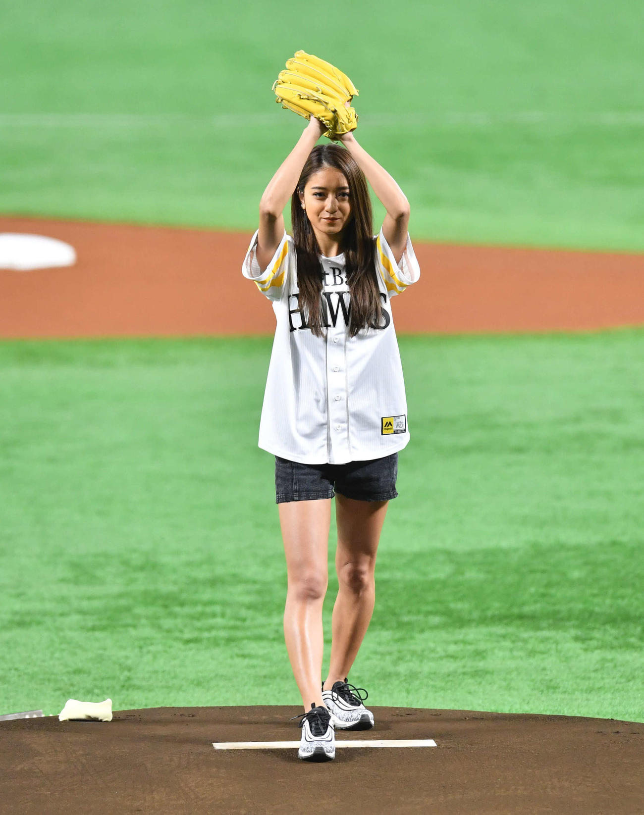 始球式を務めた池田美優（撮影・岩下翔太）