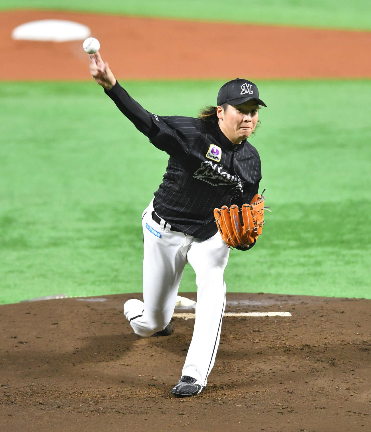 ソフトバンク対ロッテ　ロッテ先発の二木（撮影・岩下翔太）