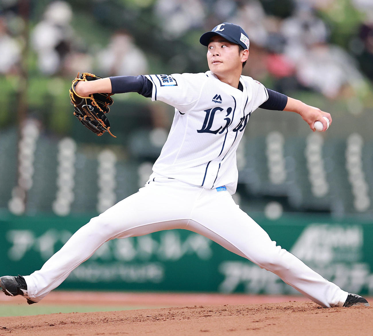西武対オリックス　力投する西武先発の浜屋（撮影・浅見桂子）