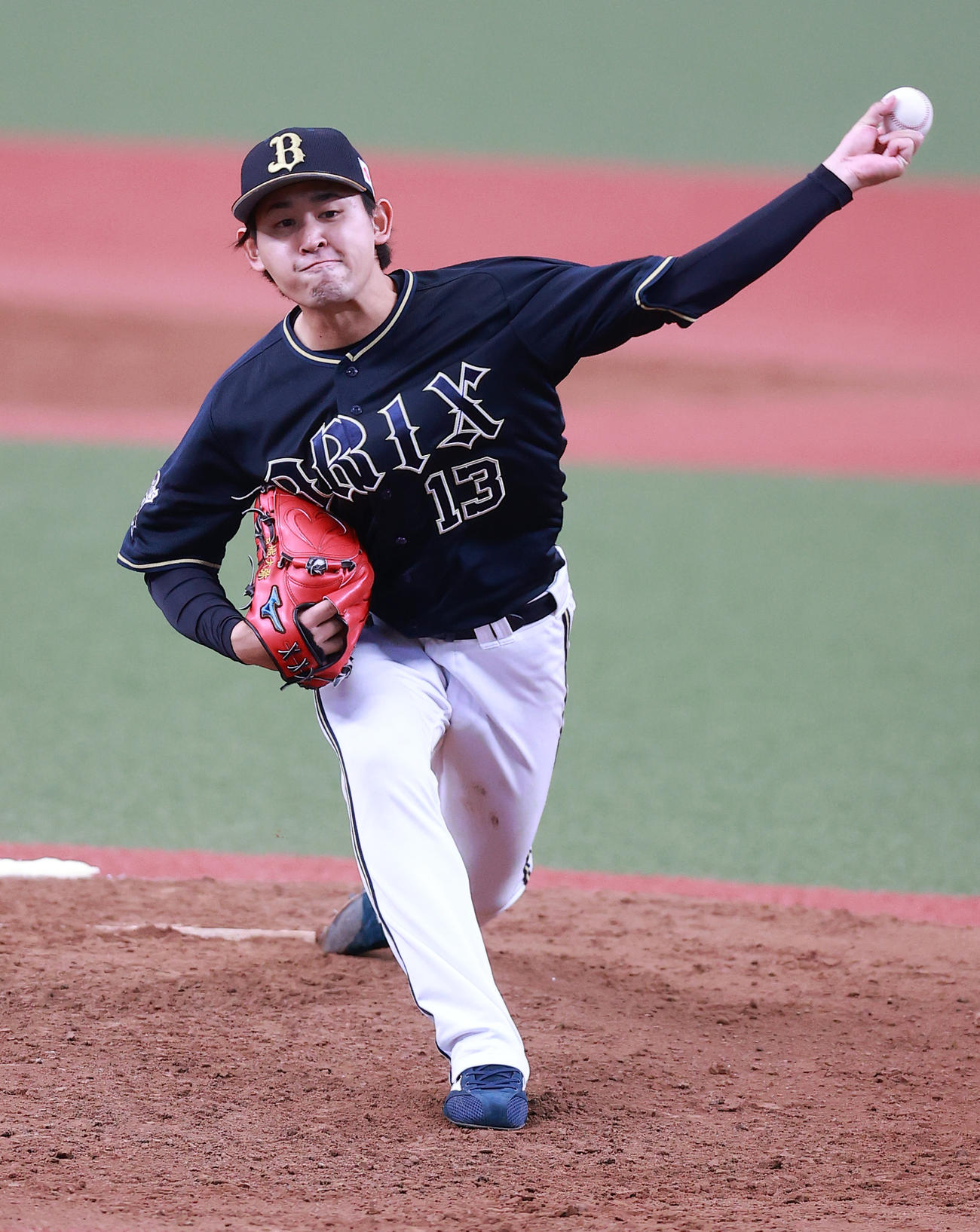 西武対オリックス　力投するオリックス先発の宮城（撮影・浅見桂子）