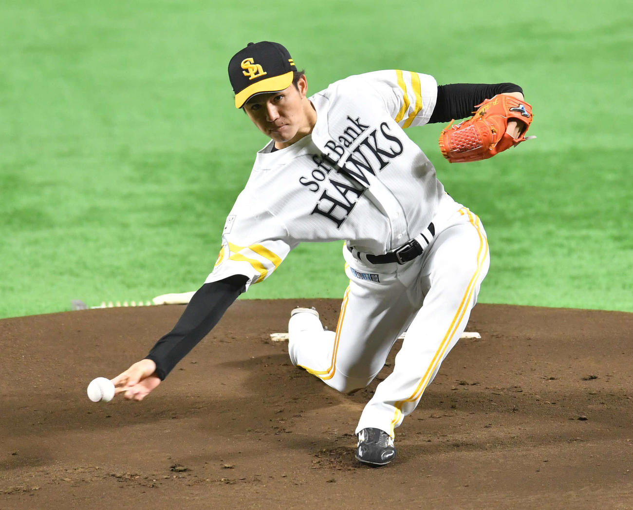 ソフトバンク対ロッテ　ソフトバンク先発の高橋礼（撮影・岩下翔太）