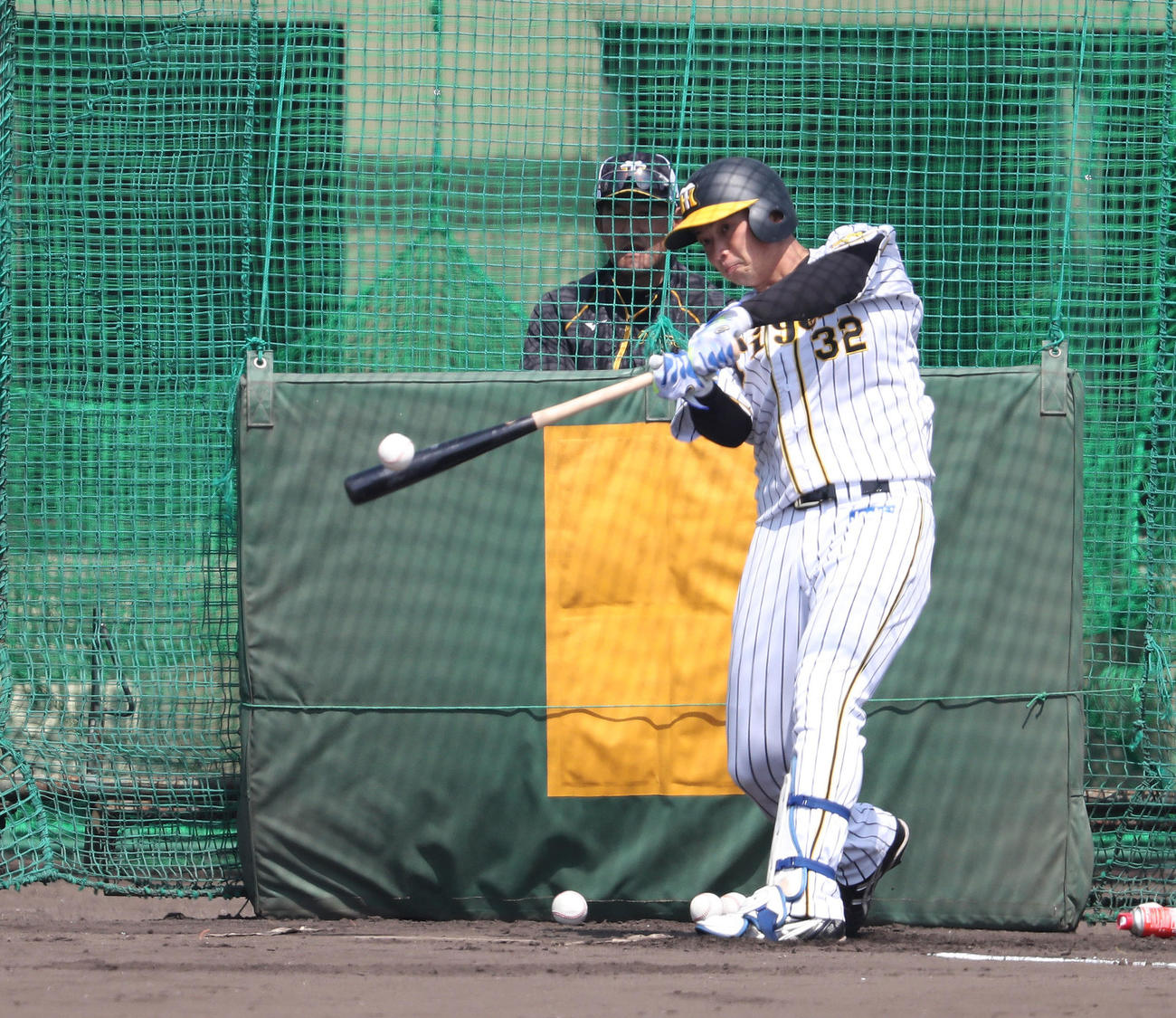 打撃練習で快音を響かせる井上広大（代表撮影）