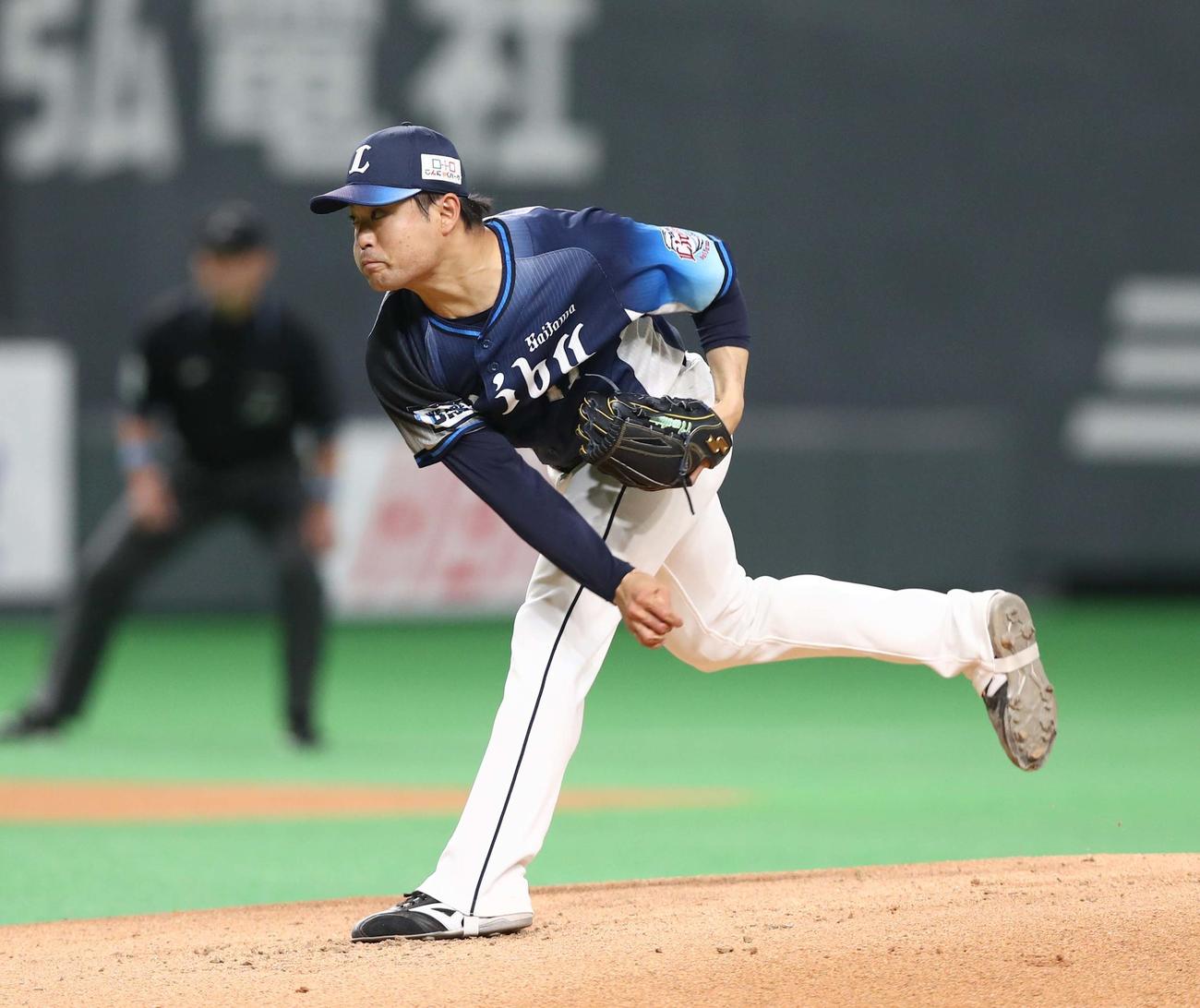 日本ハム対西武　西武先発の松本（撮影・黒川智章）