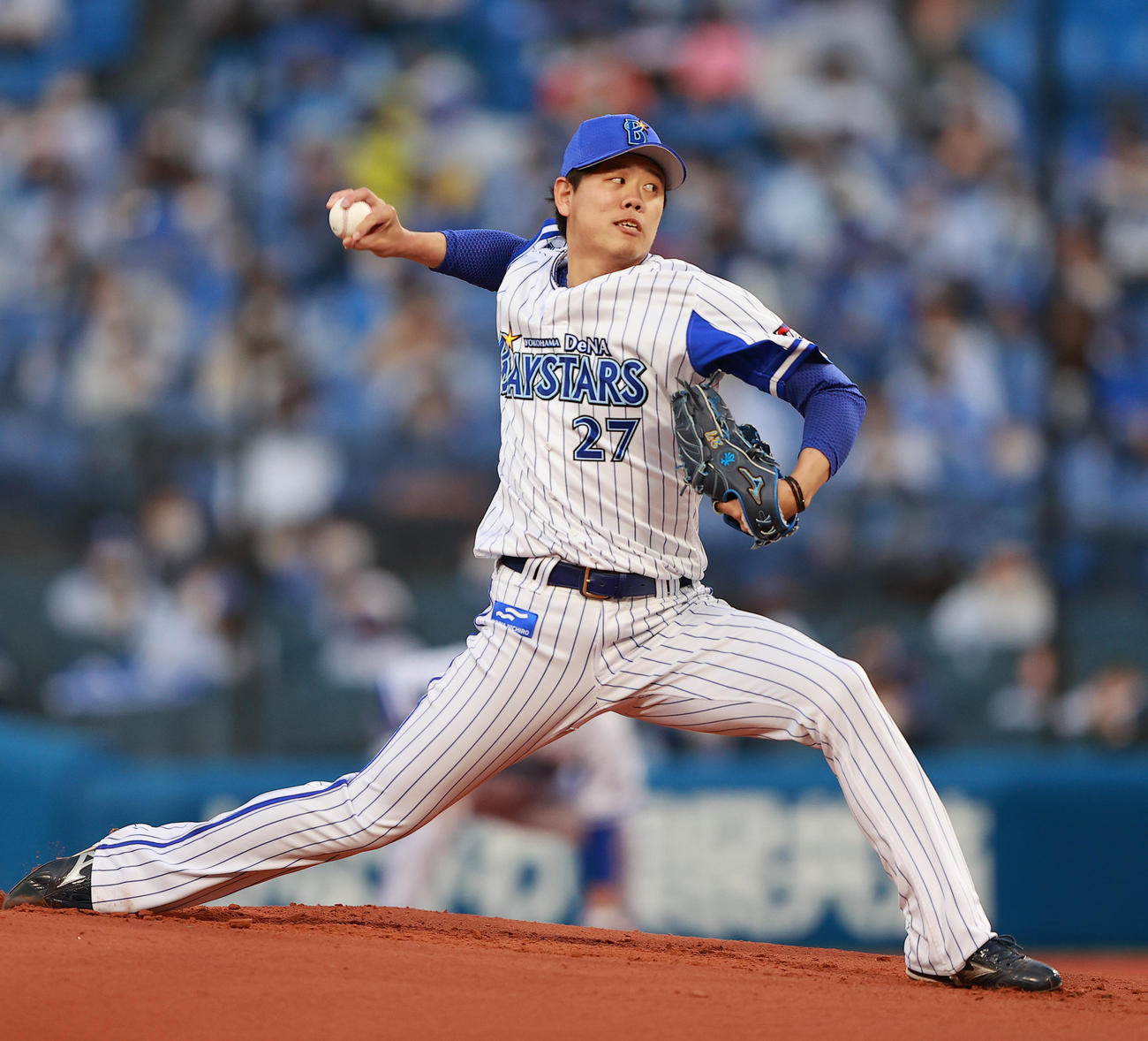 DeNA対ヤクルト　DeNA先発の上茶谷（撮影・野上伸悟）