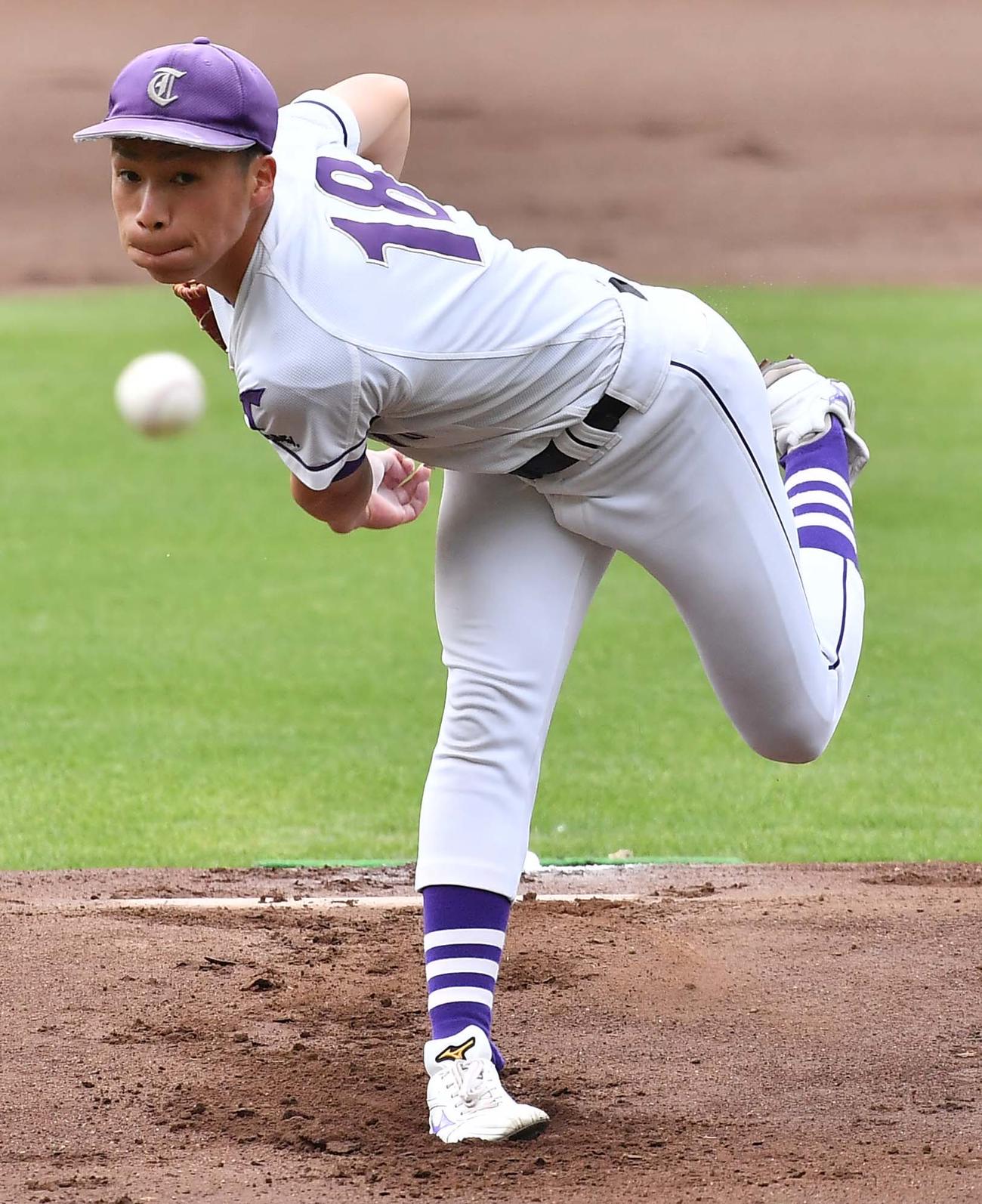 天理大先発の井奥勘太（撮影・上田博志）