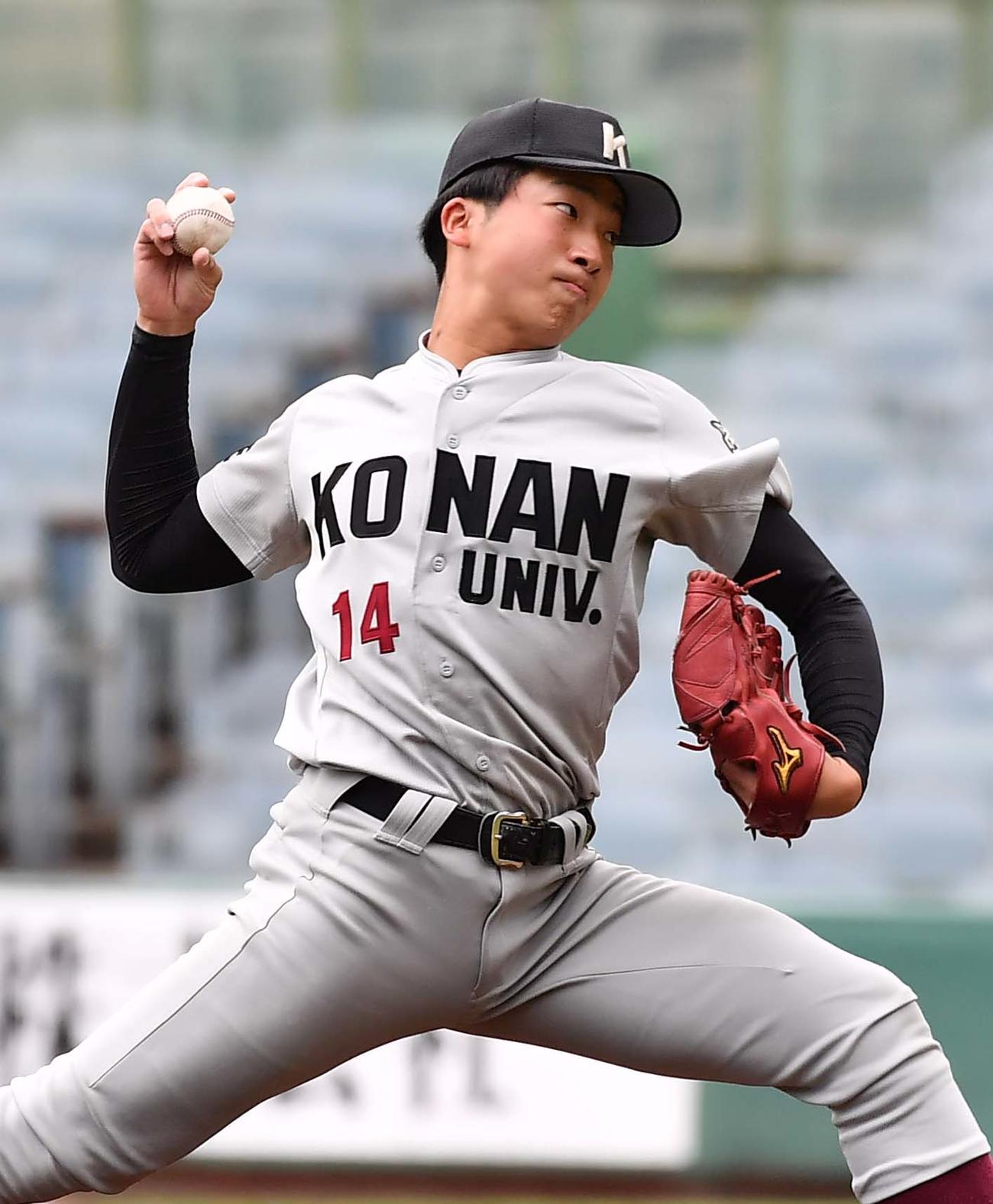甲南大先発の井村多朗（撮影・上田博志）