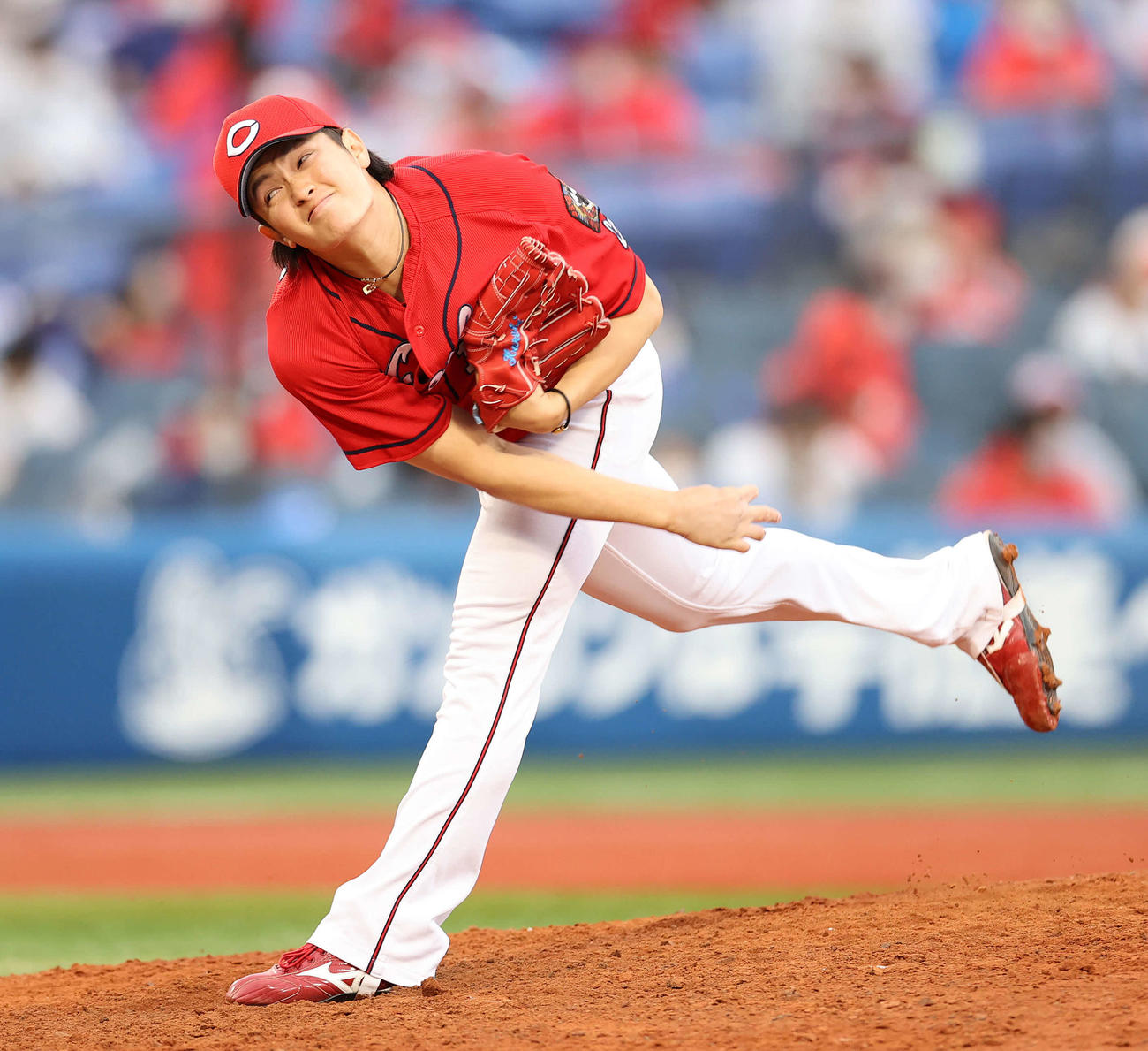 DeNA対広島　4番手で力投する広島大道（撮影・鈴木正人）