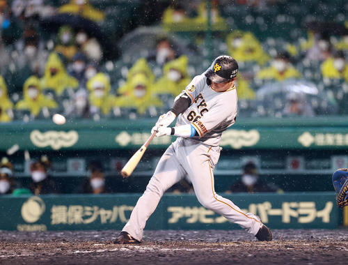 阪神対巨人　5回表巨人無死一塁、香月は2点本塁打を放つ（撮影・浅見桂子）
