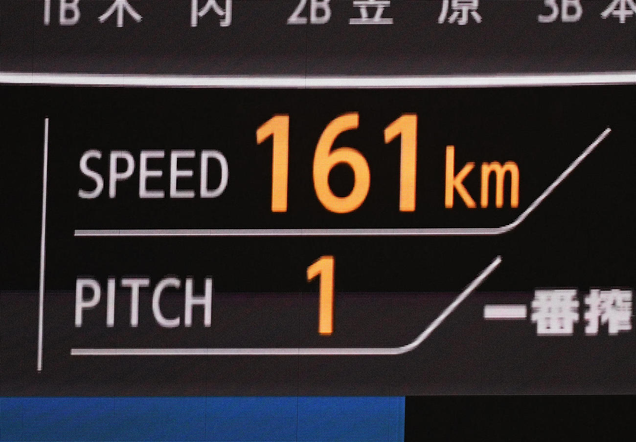 19年3月29日、千賀滉大の球速161キロ表示