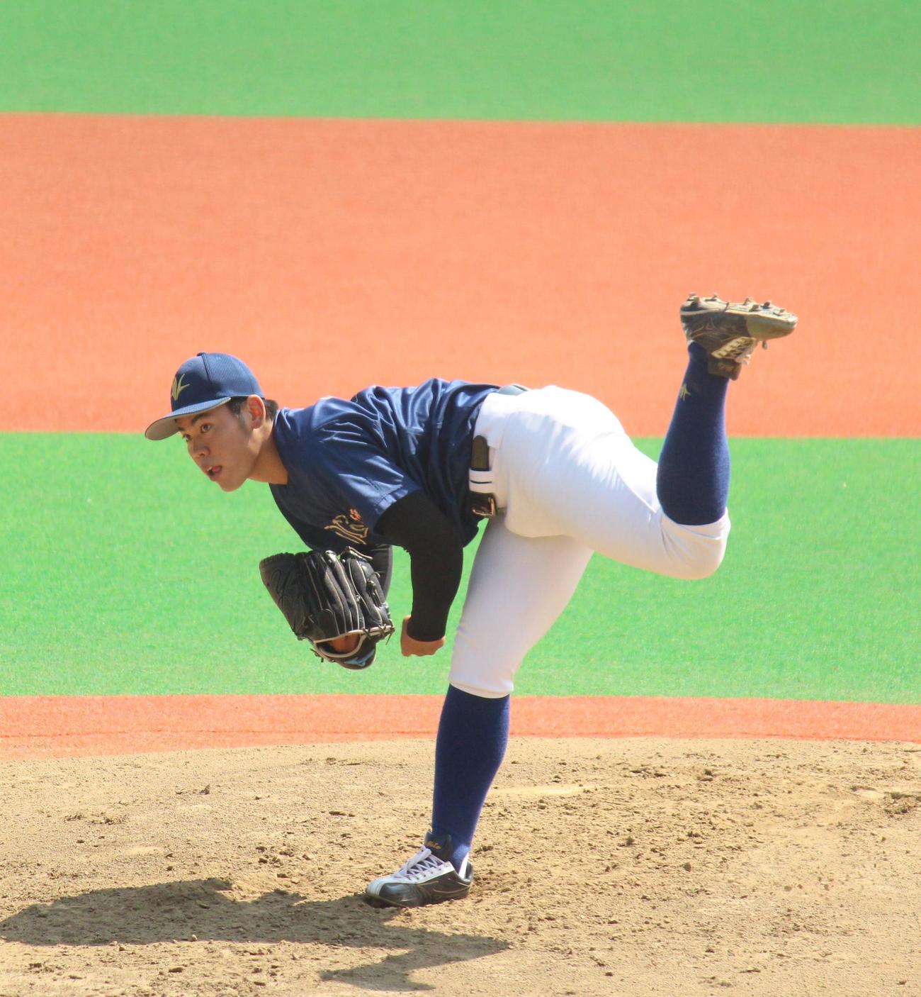 杏林大対創価大　リーグ初完封勝利を挙げた創価大・鈴木勇（撮影・保坂恭子）