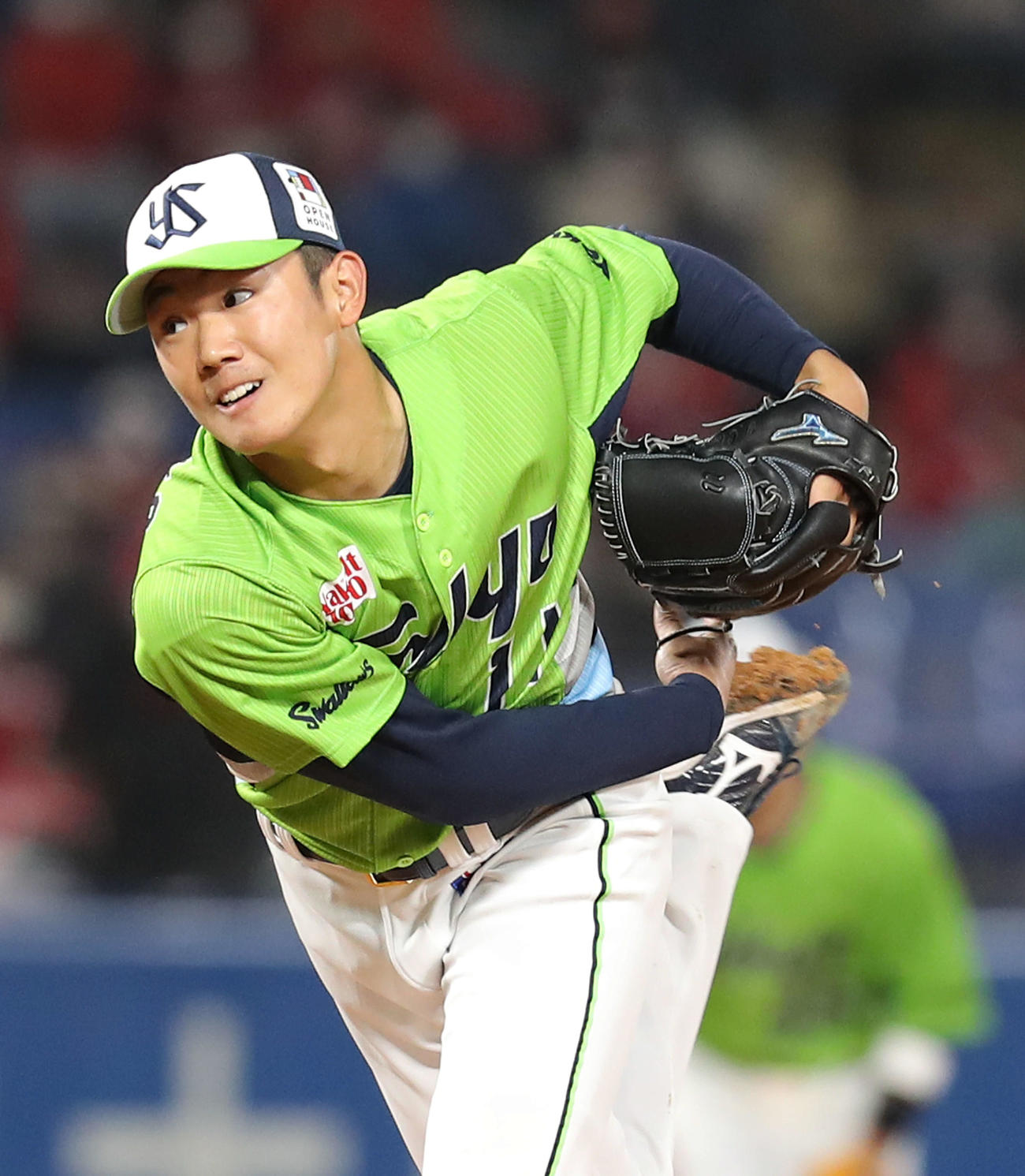 ヤクルト対広島　5回表広島無死、力投する奥川（撮影・河田真司）