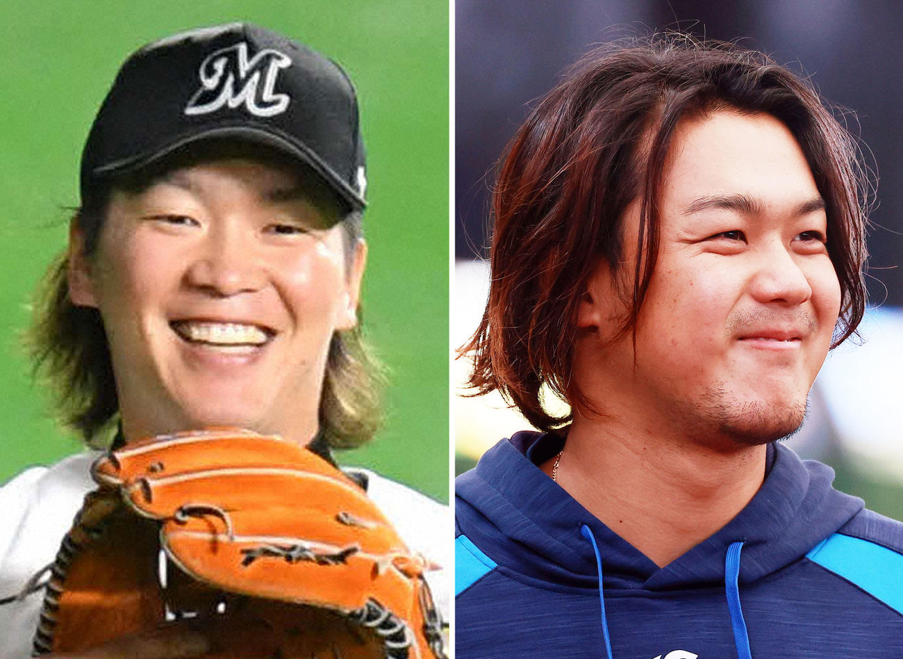 ロッテ二木康太、西武高橋光成（右）