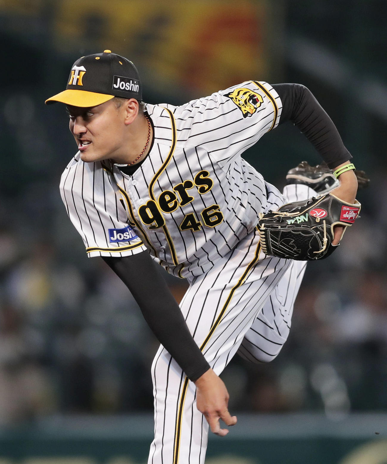 阪神対巨人　先発し力投する阪神秋山（撮影・前田充）