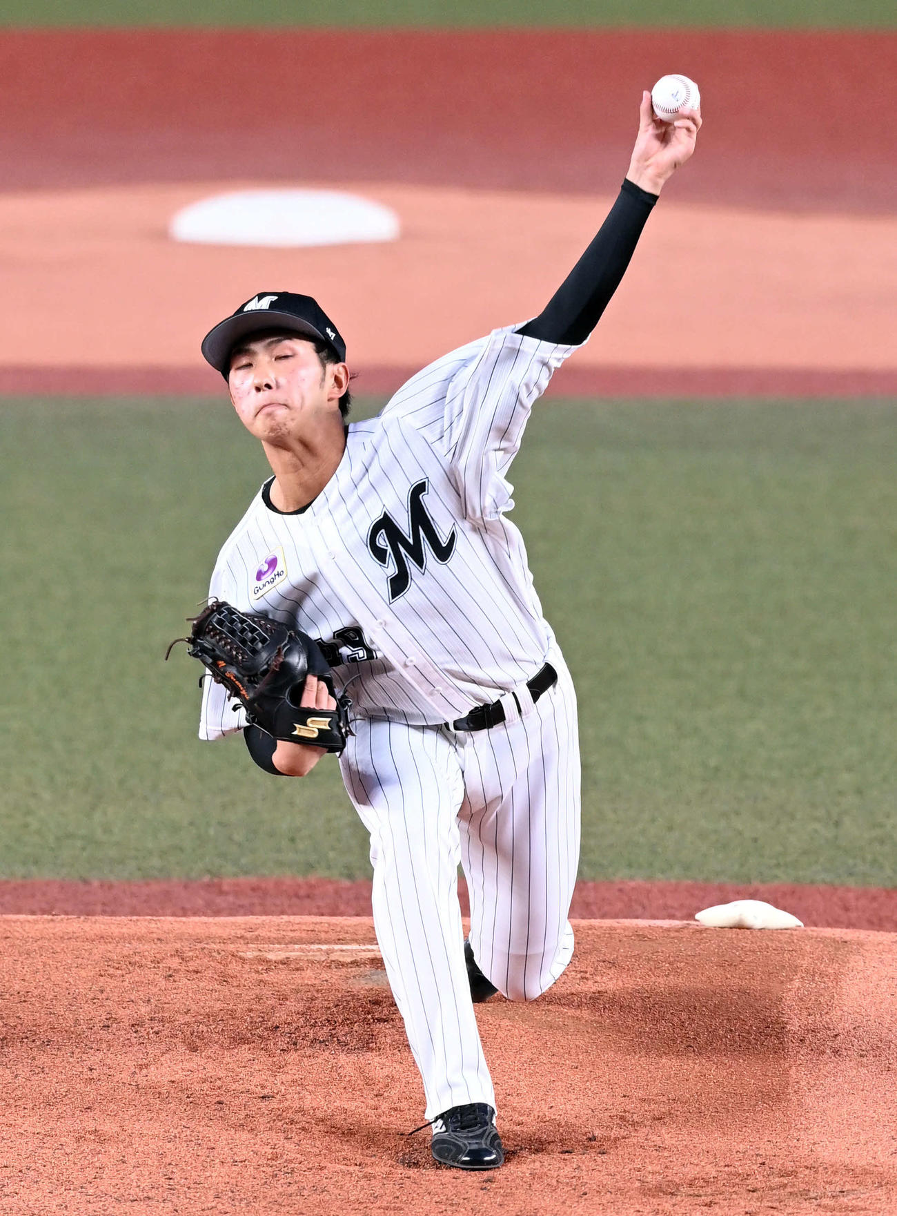 ロッテ対オリックス　ロッテの先発本前（撮影・たえ見朱実）