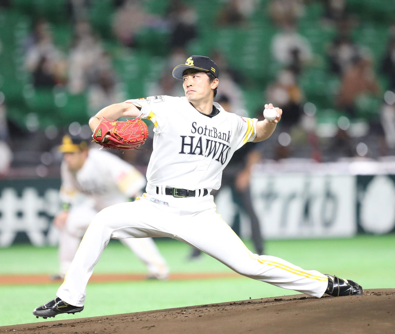 ソフトバンク対オリックス　力投するソフトバンク先発の和田（撮影・梅根麻紀）