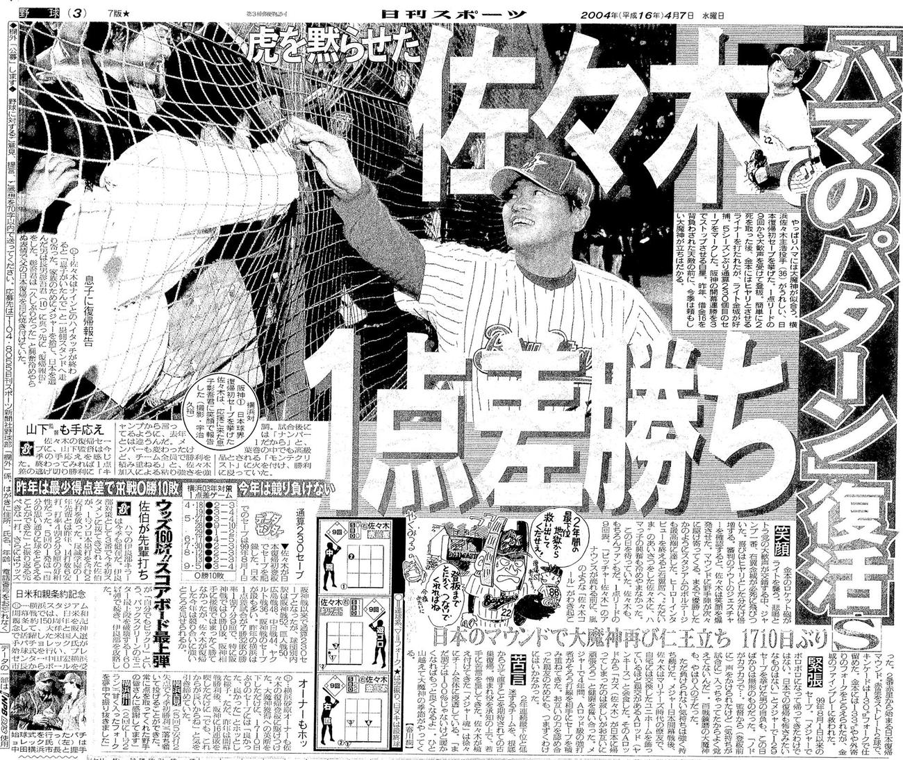 2004年4月7日付日刊スポーツ東京版