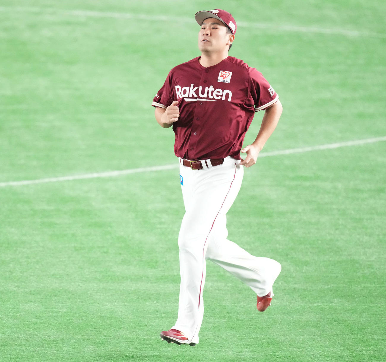 日本ハム対楽天　先発予定の楽天田中将はアップする（撮影・鈴木みどり）