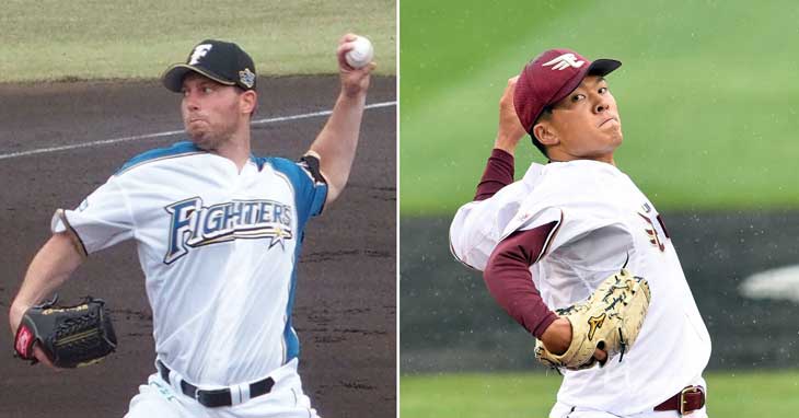 18日先発予定の日本ハム・アーリン（左）と楽天早川