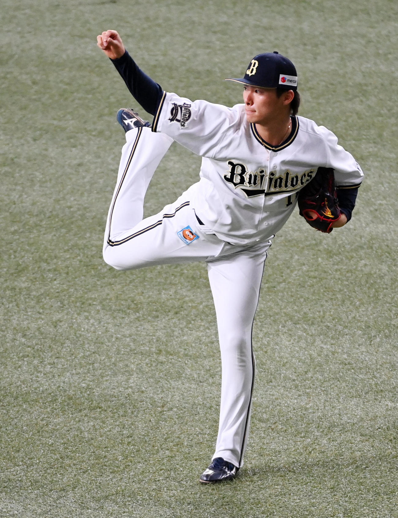 オリックス対西武　キャッチボールを行う山本（撮影・前岡正明）
