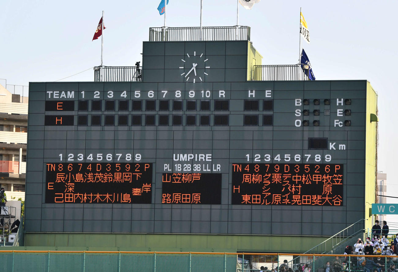 ソフトバンク対楽天4回戦のスターティングメンバー（撮影・岩下翔太）