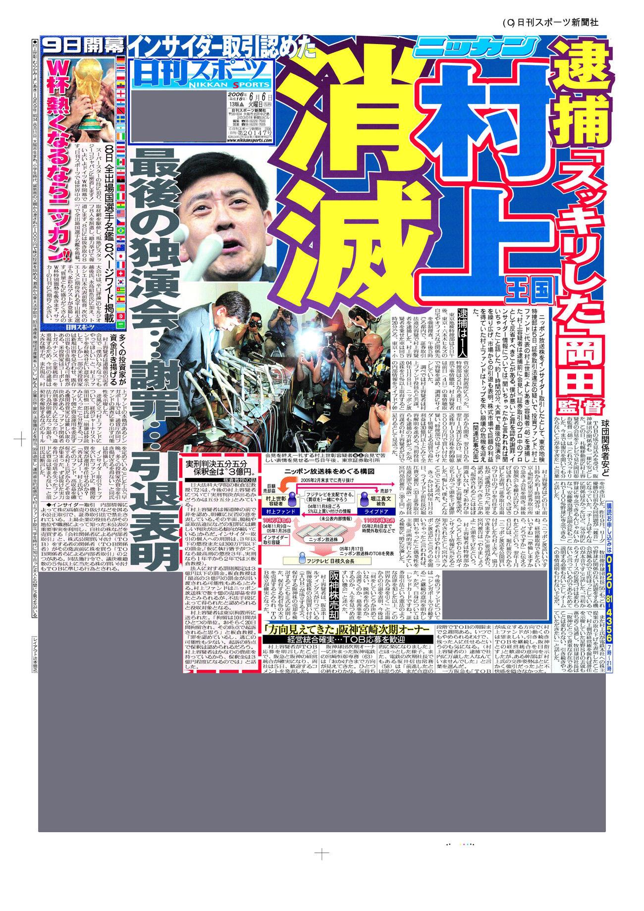 06年6月6日付日刊スポーツ大阪版紙面