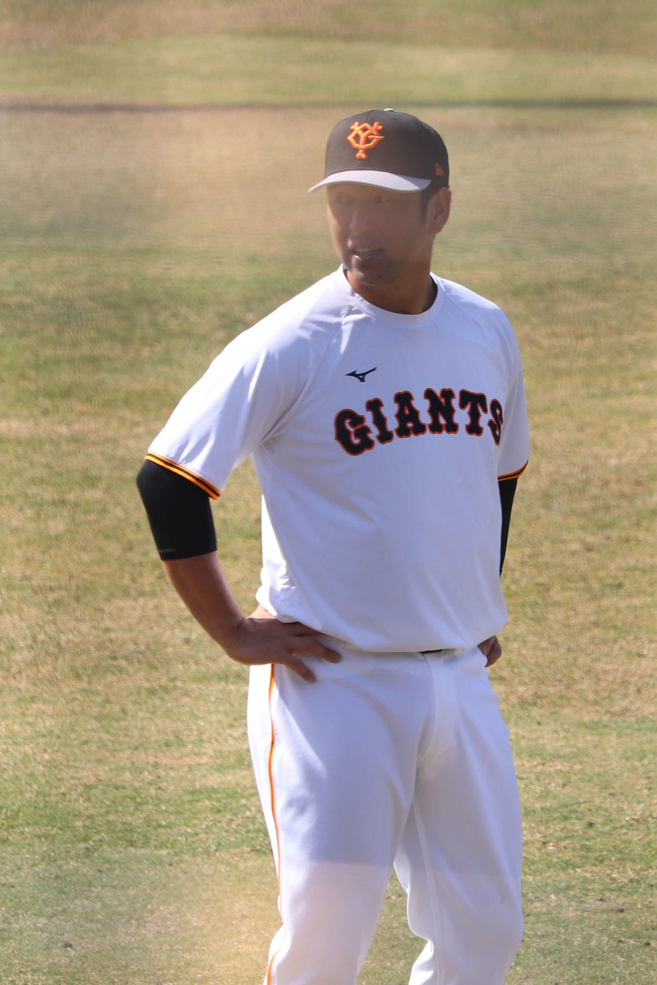 試合前練習に姿を見せた巨人中島（2021年4月20日撮影）