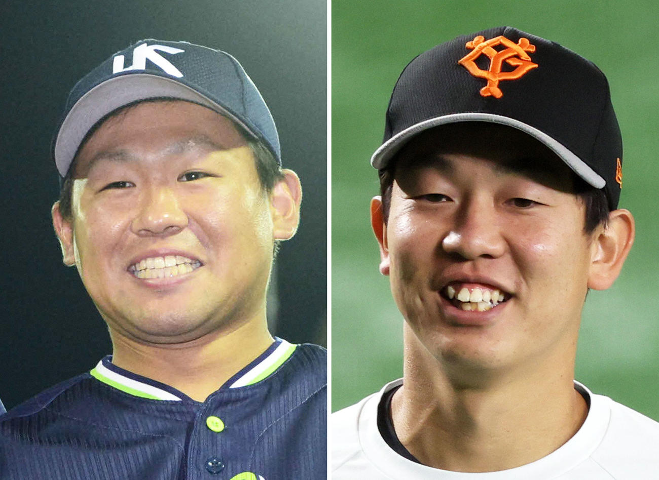 ヤクルト田口麗斗、巨人畠世周（右）