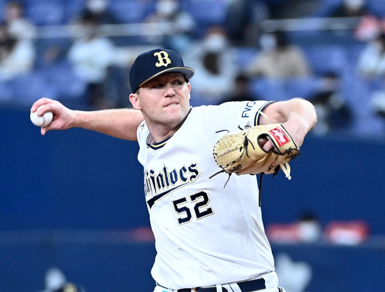 オリックス対西武　オリックス2番手のヒギンス（撮影・前岡正明）