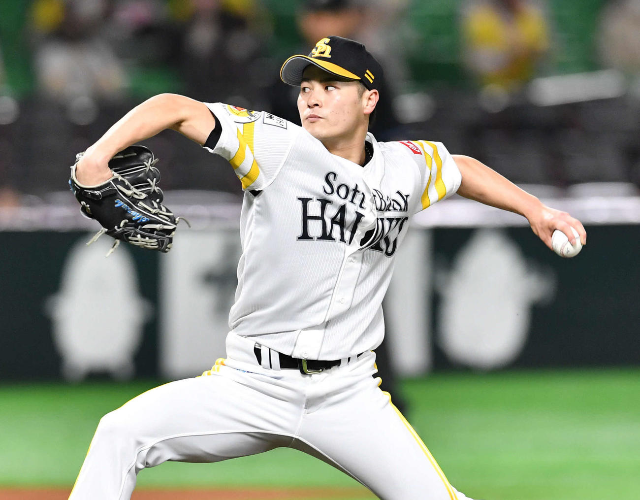 ソフトバンク対日本ハム　ソフトバンク先発の笠谷（撮影・岩下翔太）