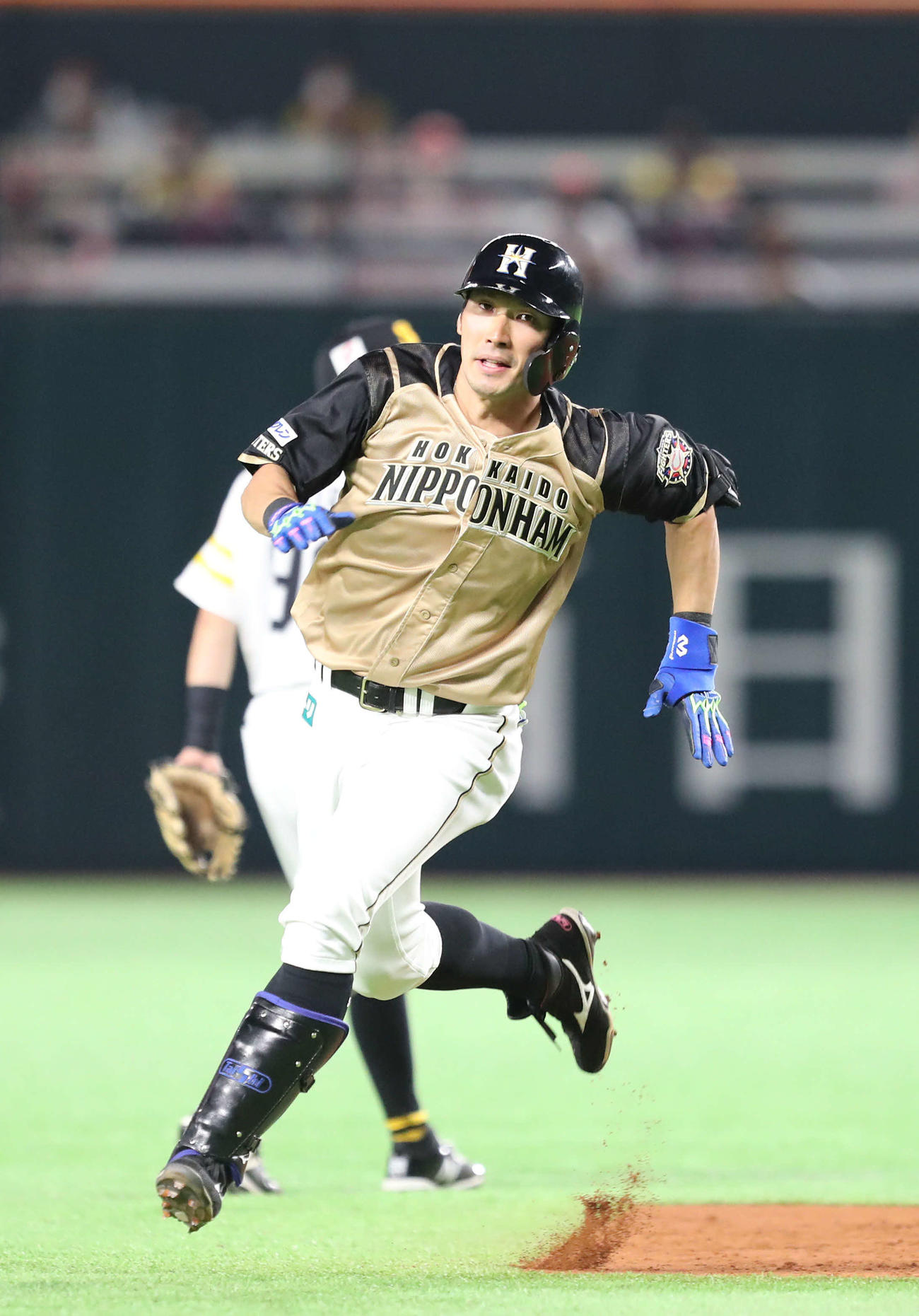 ソフトバンク対日本ハム　3回表日本ハム2死一、二塁、大田は中越え適時三塁打を放つ（撮影・梅根麻紀）