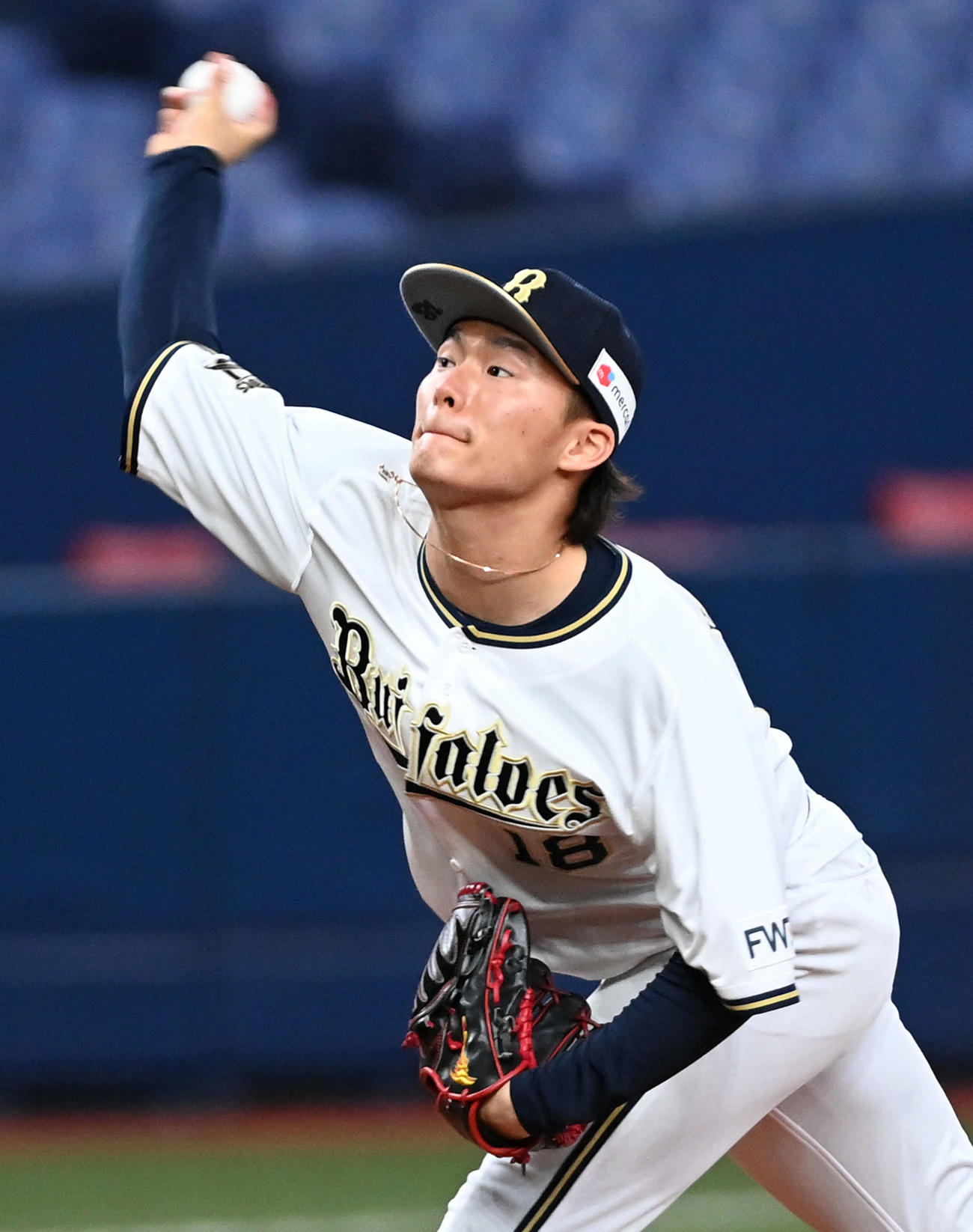 オリックス対楽天　オリックス先発の山本（撮影・前岡正明）