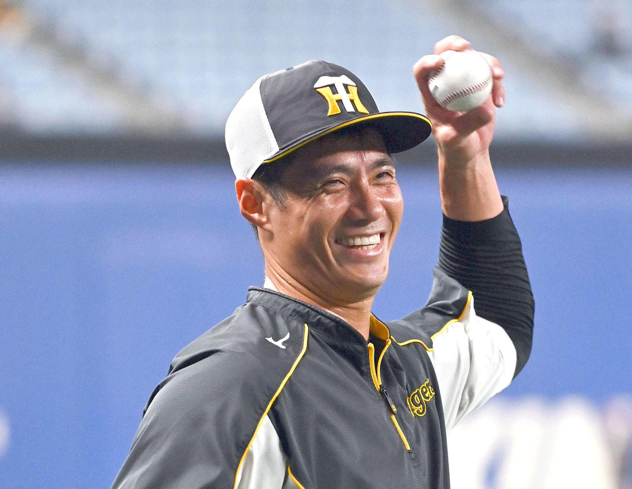 中日対阪神　バンテリンドームナゴヤでの登板を控え笑顔を見せる阪神チェン・ウェイン（撮影・上田博志）