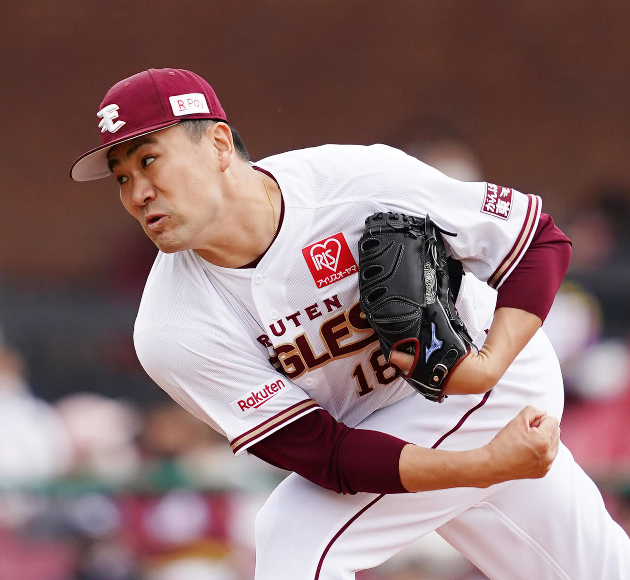 ロッテ戦に先発し、6回を投げ5安打無失点に抑え、今季2勝目を挙げた楽天田中将（撮影・菅敏）
