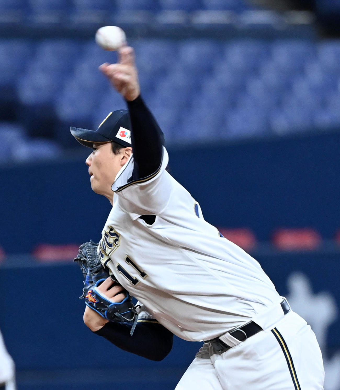 オリックス対ソフトバンク　オリックス先発の山崎福（撮影・前岡正明）