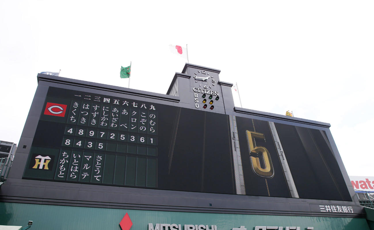 阪神対広島　阪神のスタメン、4番サードさとうて（撮影・加藤哉）