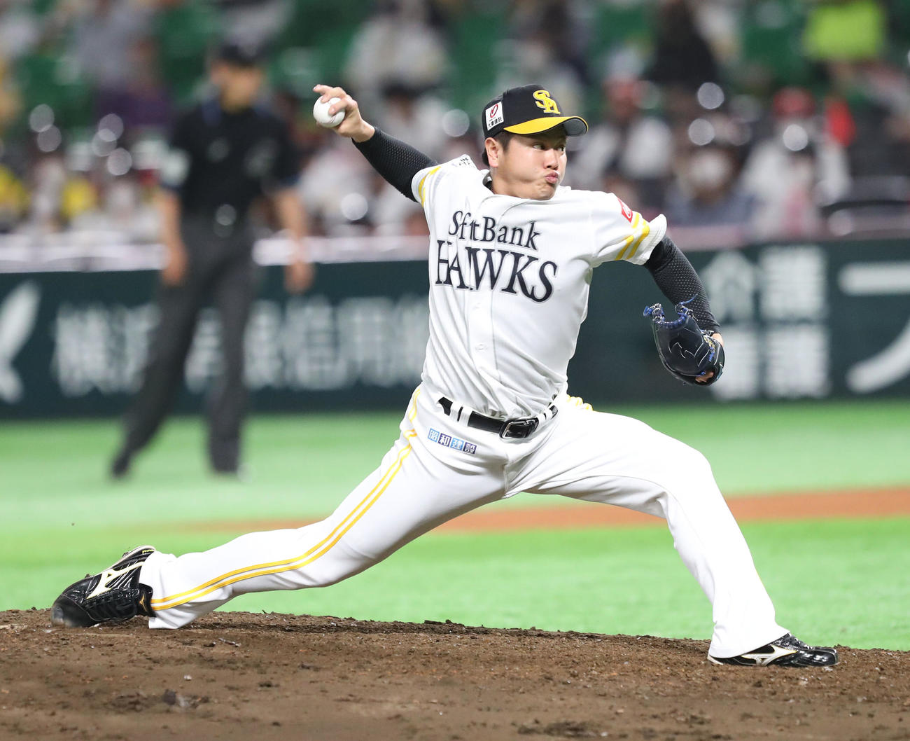 ソフトバンク対楽天　6回に登板した津森宥紀（撮影・梅根麻紀）