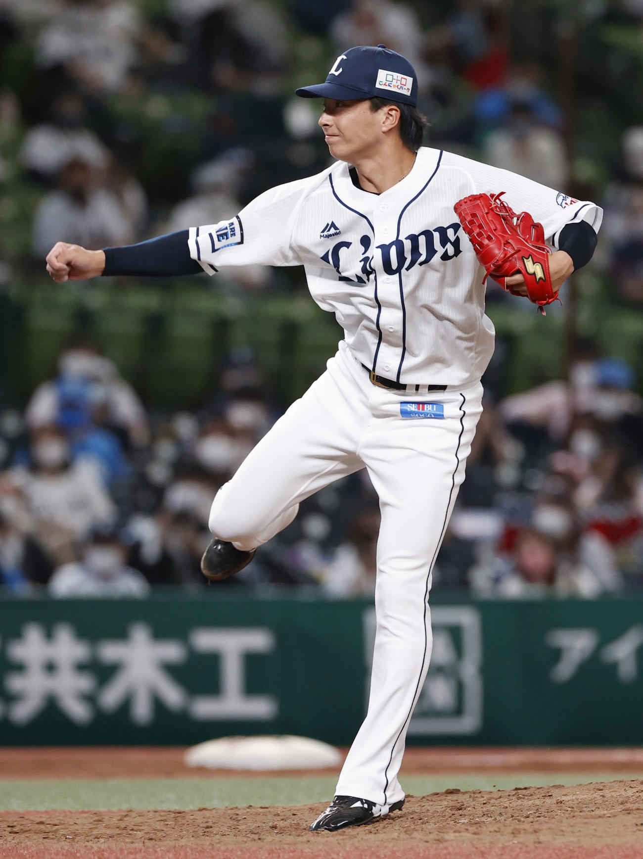 9回途中から登板し、無得点に抑えた西武・森脇