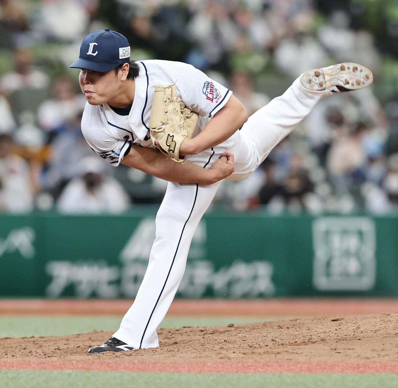 西武対オリックス　7回表、西武5番手で登板し力投する平良（撮影・垰建太）