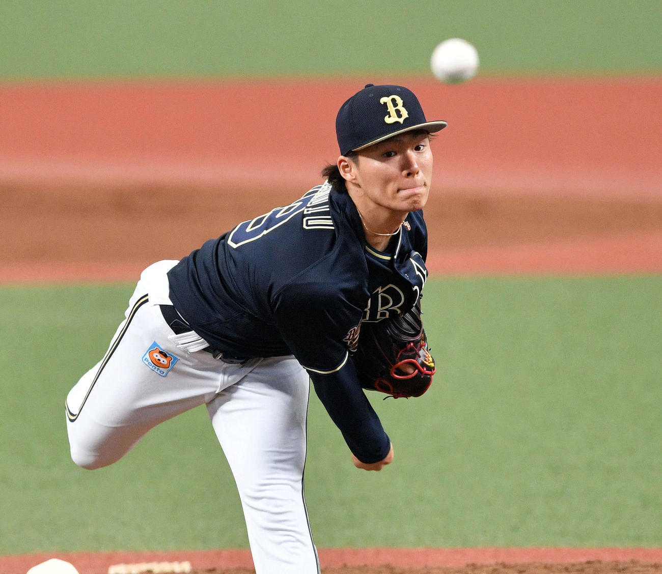 西武対オリックス　オリックス先発の山本（撮影・滝沢徹郎）