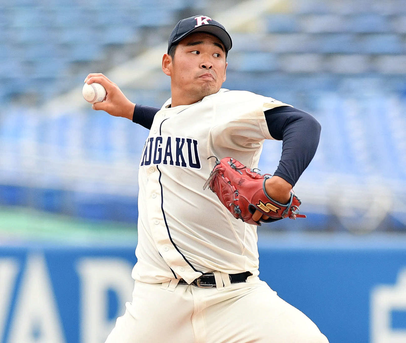 国学院大対立正大　国学院大先発の小川（撮影・滝沢徹郎）