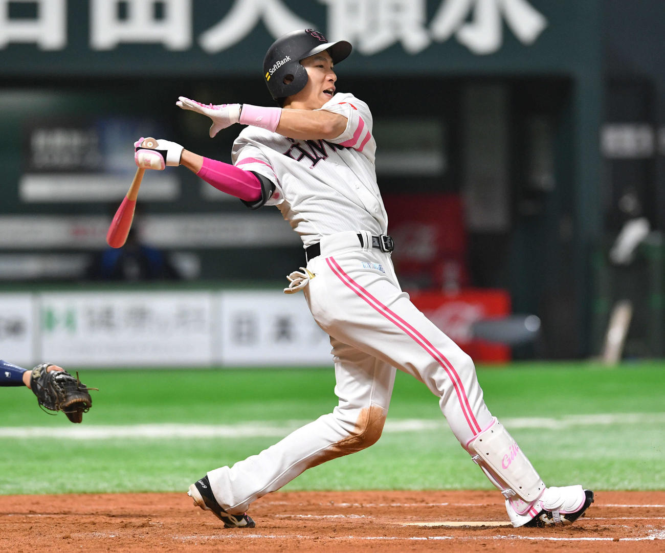 ソフトバンク対西武　7回裏ソフトバンク2死三塁、柳田は勝ち越しの右前適時打を放つ（撮影・岩下翔太）