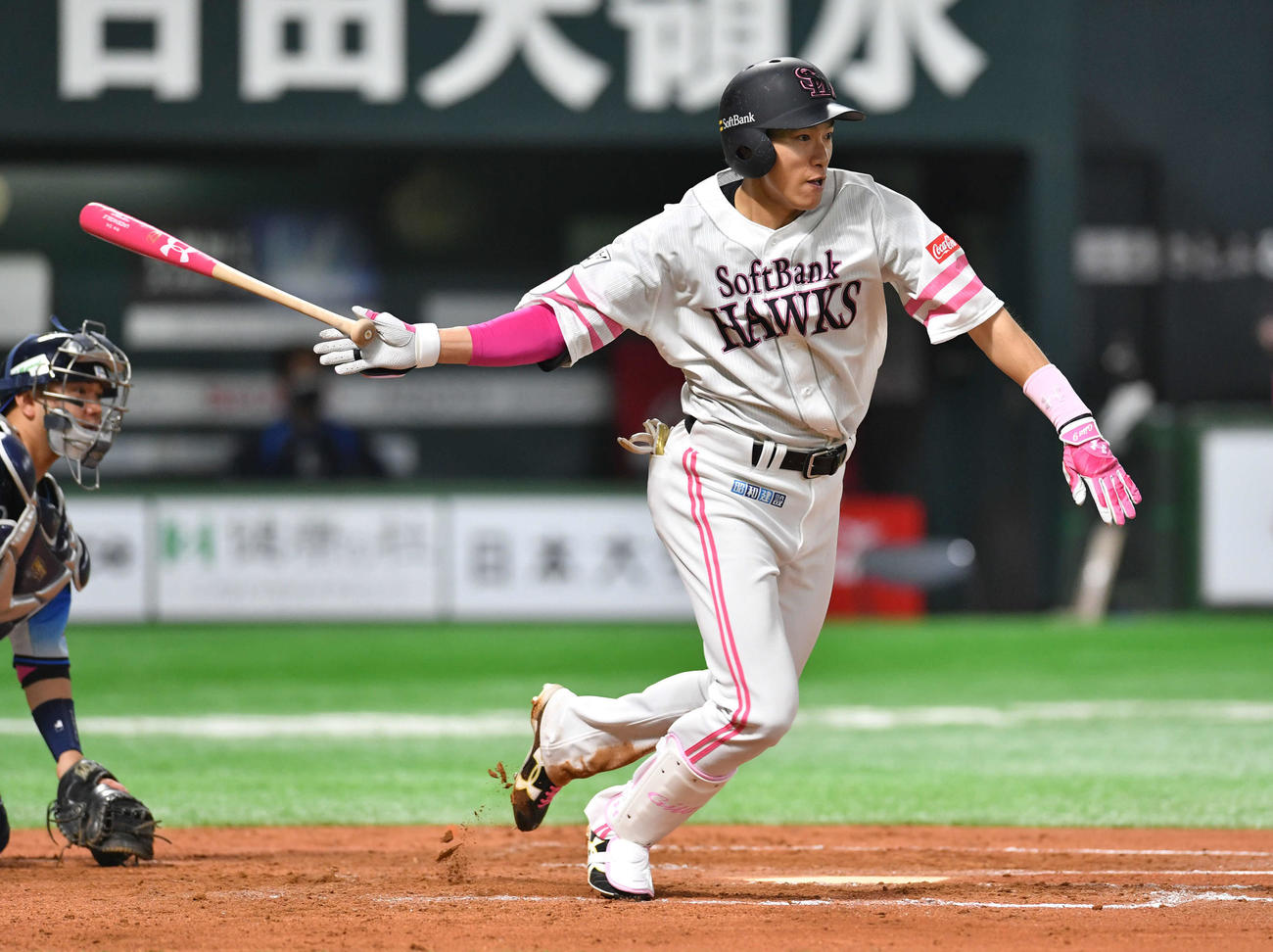 ソフトバンク対西武　7回裏ソフトバンク2死三塁、柳田は勝ち越しの右前適時打を放つ（撮影・岩下翔太）